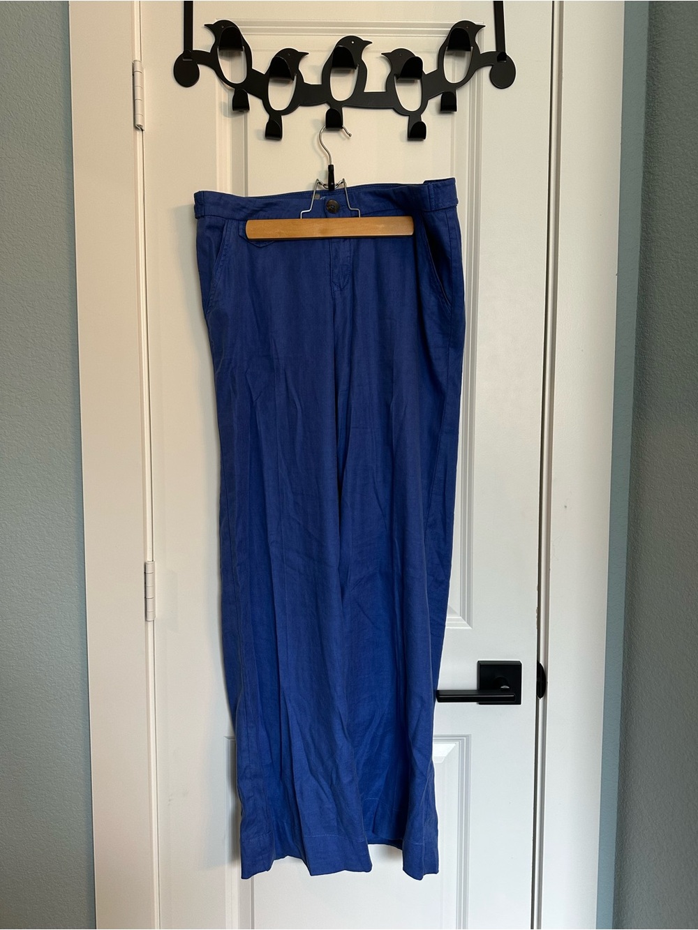 Level 99 Women's Straight Leg Linen Pants in Vibrant Blue